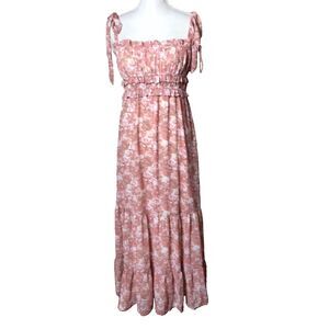 ASTR the Label Woman's Coral Rust Floral Halter Dress With Shoulder Straps Sz S